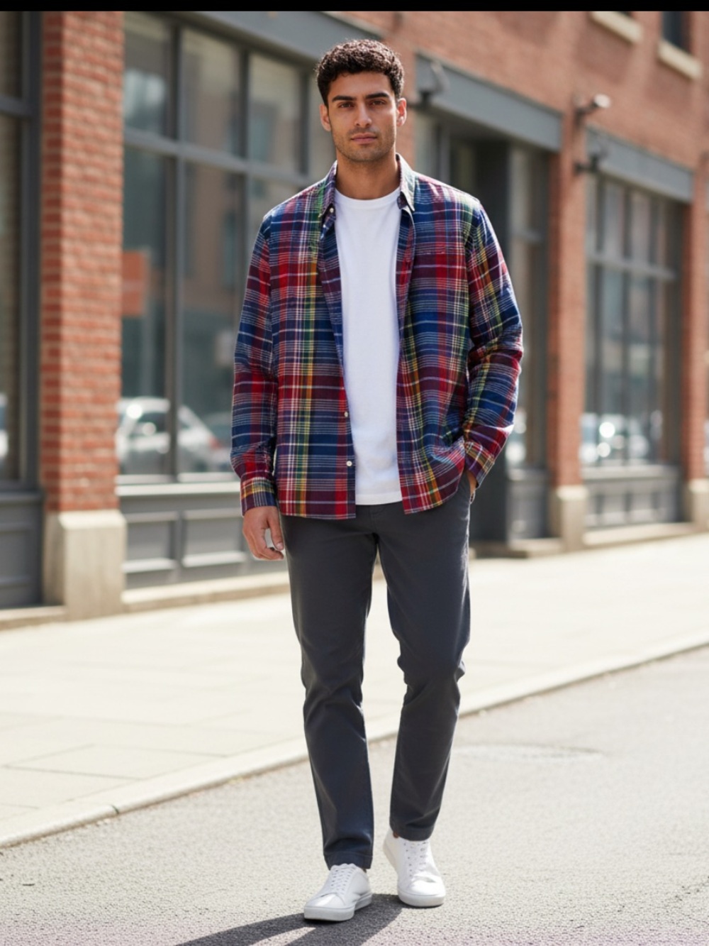 Chaps Red & Blue Plaid Button-Down Shirt